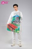  TAD0020 Áo Dài Nam Táp Trắng - Phong Cảnh Hồ Hoàn Kiếm 