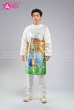  TAD0019 Áo Dài Nam - Phong Cảnh Chùa Cầu Hội An 