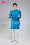  TAD0911 Áo Dài Nam  Cách In  Xanh  - Xanh Ngọc 