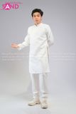  TAD0015 Áo Dài Nam  Cách Tân Thêu Trắng - Trắng 