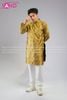 TAD1001 Áo Dài Nam  Cách Gấm Hoa Ly Vân Nổi - Vàng Mustard 