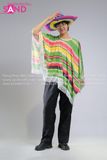  TDN0909 Trang Phục Hoá Trang Mexico Áo Sọc Nhiều Màu Nam - Xanh 