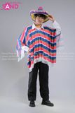  TDN1503 Trang Phục Hoá Trang Mexico Áo Sọc Nhiều Màu Nam - Hồng 