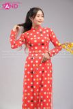  TAA0410 Áo Dài Đỏ Chấm Bi (Cô Ba Sài Gòn) 