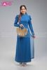  TAA0812 Áo Dài Xanh Coban Chấm Bi ( Cô Ba Sài Gòn ) 