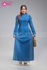  TAA0812 Áo Dài Xanh Coban Chấm Bi ( Cô Ba Sài Gòn ) 