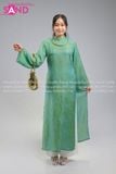  TAC0935 Áo Dài Tằm Óng 2 Tà - Xanh Lá 