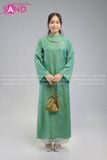  TAC0935 Áo Dài Tằm Óng 2 Tà - Xanh Lá 