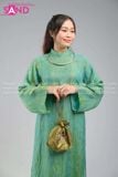  TAC0935 Áo Dài Tằm Óng 2 Tà - Xanh Lá 