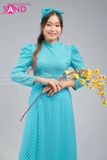  TAA0811 Áo Dài Xanh Biển Chấm Bi (Cô Ba Sài Gòn) 