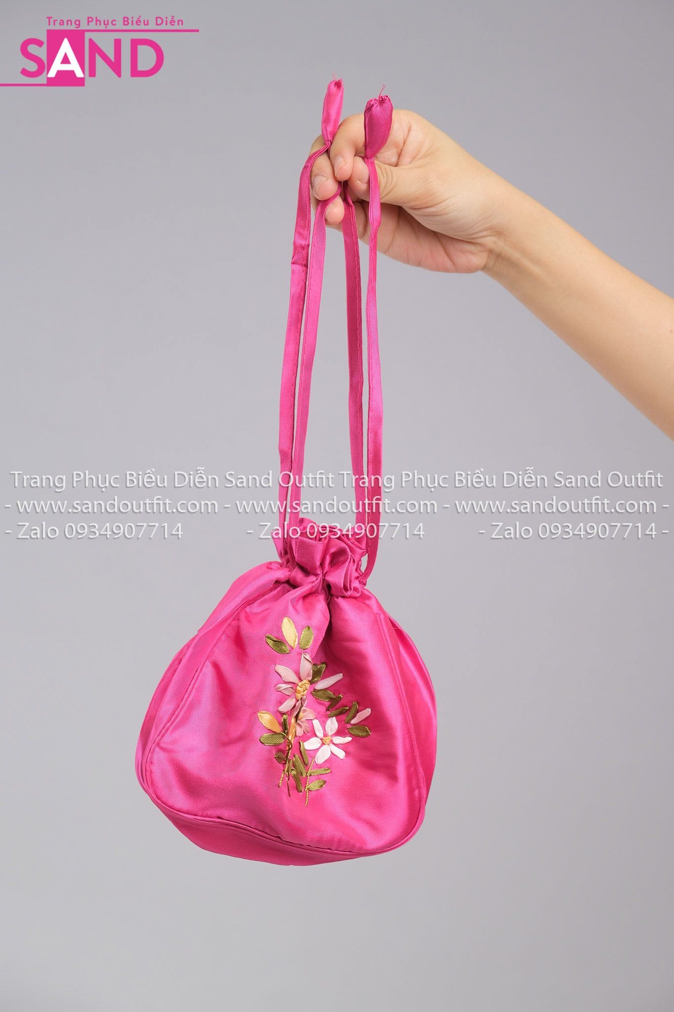  DPX0802 Túi Cầm Tay Thêu Hoa - Hồng Đậm 