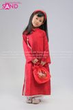  KAC0407 Áo Dài Thêu 4 Tà Trẻ Em - Đỏ (Size Mầm Non) 