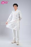  TAD0022 Áo Dài Nam Cách Tân Thêu Hoạ Tiết - Trắng 