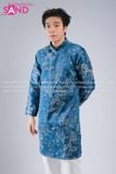  TAD0913 Áo Dài Nam  Cách Tân Thêu Hoạ Tiết - Xanh Mỏ Vịt 