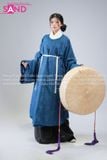  TCB0811 Áo Giao Lĩnh Vải Sa Hàn Xanh Đậm Lót Trắng 