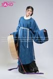  TCB0811 Áo Giao Lĩnh Vải Sa Hàn Xanh Đậm Lót Trắng 