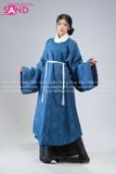  TCB0811 Áo Giao Lĩnh Vải Sa Hàn Xanh Đậm Lót Trắng 