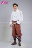  Outfit Phối Sẵn - (HAS0015 Áo Sơ Mi Cổ Bèo Trắng Hoàng Tử phối HQR1002 Quần Ống Rộng Cướp Biển Châu Âu Nam - Nâu) 