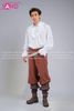  Outfit Phối Sẵn - (HAS0015 Áo Sơ Mi Cổ Bèo Trắng Hoàng Tử phối HQR1002 Quần Ống Rộng Cướp Biển Châu Âu Nam - Nâu) 