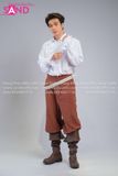  Outfit Phối Sẵn - (HAS0015 Áo Sơ Mi Cổ Bèo Trắng Hoàng Tử phối HQR1002 Quần Ống Rộng Cướp Biển Châu Âu Nam - Nâu) 