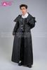  TAV0104 Áo Choàng Trung Cổ Dài Phối Da - Đen 