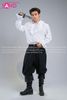  Outfit Phối Sẵn - (HAS0015 Áo Sơ Mi Cổ Bèo Trắng Hoàng Tử phối HQR0103 Quần Ống Rộng Cướp Biển Châu Âu Nam - Đen) 