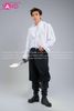  Outfit Phối Sẵn - (HAS0015 Áo Sơ Mi Cổ Bèo Trắng Hoàng Tử phối HQR0103 Quần Ống Rộng Cướp Biển Châu Âu Nam - Đen) 