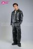  Outfit Phối Sẵn - (HAD0128 Áo Khoác Da Nam Khóa Kéo - Đen phối HQA0106 Quần Da Suông Túi Hộp Nam - Đen) 