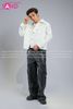  Outfit Phối Sẵn - (HAD0006 Áo Khoác Da Túi Khóa Kéo Nam - Trắng phối HQA0106 Quần Da Suông Túi Hộp Nam - Đen) 