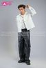  Outfit Phối Sẵn - (HAD0006 Áo Khoác Da Túi Khóa Kéo Nam - Trắng phối HQA0106 Quần Da Suông Túi Hộp Nam - Đen) 