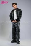  Outfit Phối Sẵn - (HAD0130 Áo Khoác Da Đính Đá Đỏ Nam - Đen phối HQA0106 Quần Da Suông Túi Hộp Nam - Đen) 