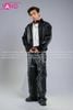  Outfit Phối Sẵn - (HAD0130 Áo Khoác Da Đính Đá Đỏ Nam - Đen phối HQA0106 Quần Da Suông Túi Hộp Nam - Đen) 
