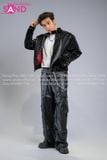  Outfit Phối Sẵn - (HAD0130 Áo Khoác Da Đính Đá Đỏ Nam - Đen phối HQA0106 Quần Da Suông Túi Hộp Nam - Đen) 