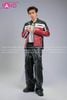  Outfit Phối Sẵn - (HAD0414 Áo Khoác Da Racing Đỏ Phối Đen Nam phối HQA0106 Quần Da Suông Túi Hộp Nam - Đen) 