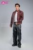  Outfit Phối Sẵn - (HAD0415 Áo Khoác Da Cá Sấu Đính Đá Nam - Đỏ phối HQA0106 Quần Da Suông Túi Hộp Nam - Đen) 