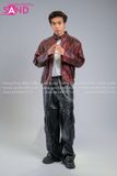  Outfit Phối Sẵn - (HAD0415 Áo Khoác Da Cá Sấu Đính Đá Nam - Đỏ phối HQA0106 Quần Da Suông Túi Hộp Nam - Đen) 