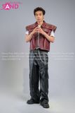  Outfit Phối Sẵn - (HAD0416 Áo Da Ba Lỗ Đinh Tán Nam - Đỏ phối HQA0106 Quần Da Suông Túi Hộp Nam - Đen) 
