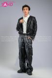  Outfit Phối Sẵn - (HAM0407 Áo Khoác Kim Sa Tua Rua Đen Nam phối HQA0106 Quần Da Suông Túi Hộp Nam - Đen) 