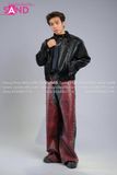  Outfit Phối Sẵn - (HAD0130 Áo Khoác Da Đính Đá Đỏ Nam - Đen phối HQA0402 Quần Dài Da Đinh Tán Nam - Đỏ) 