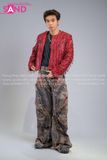  Outfit Phối Sẵn - (HAM0108 Áo Khoác Kim Sa Tua Rua Đỏ Nam phối HQB0820 Quần Jean Ống Rộng Phối Đỏ) 