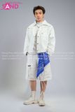  Outfit Phối Sẵn - (HAD0006 Áo Khoác Da Túi Khóa Kéo Nam - Trắng phối HST0008 Quần Short Ống Rộng Túi Hộp - Trắng) 
