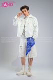  Outfit Phối Sẵn - (HAD0006 Áo Khoác Da Túi Khóa Kéo Nam - Trắng phối HST0008 Quần Short Ống Rộng Túi Hộp - Trắng) 