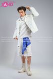  Outfit Phối Sẵn - (HAD0006 Áo Khoác Da Túi Khóa Kéo Nam - Trắng phối HST0008 Quần Short Ống Rộng Túi Hộp - Trắng) 