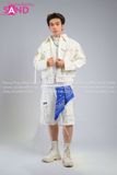  Outfit Phối Sẵn - (HAD0007 Áo Khoác Da Khóa Giữa Nam - Trắng phối HST0008 Quần Short Ống Rộng Túi Hộp - Trắng) 
