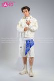  Outfit Phối Sẵn - (HAD0007 Áo Khoác Da Khóa Giữa Nam - Trắng phối HST0008 Quần Short Ống Rộng Túi Hộp - Trắng) 