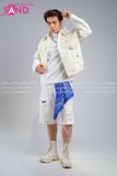  Outfit Phối Sẵn - (HAD0007 Áo Khoác Da Khóa Giữa Nam - Trắng phối HST0008 Quần Short Ống Rộng Túi Hộp - Trắng) 