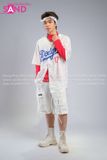  Outfit Phối Sẵn - (HAB0001 Áo Bóng Chày Trắng Số 17 phối HST0008 Quần Short Ống Rộng Túi Hộp - Trắng) 