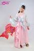  KYK0501 Set Tứ Thân Yếm Kim Sa Hồng Phối Khoác Tơ Xanh (Size Trẻ Em & Người Lớn) 