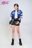  OUTFIT PHỐI SẴN (HAK0808 Áo Khoác Thun Khóa Kéo Croptop Biker - Xanh Dương phối) 