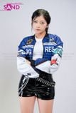  OUTFIT PHỐI SẴN (HAK0808 Áo Khoác Thun Khóa Kéo Croptop Biker - Xanh Dương phối) 